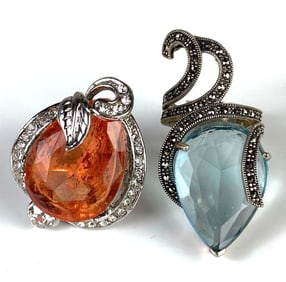 Group of 2 CZ Costume Jewelry Rings