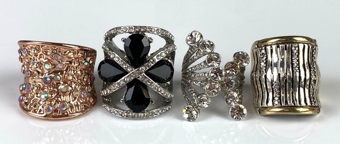 Group of 4 CZ Costume Jewelry Rings