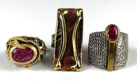 Group of 3 Modernist Costume Jewelry Rings