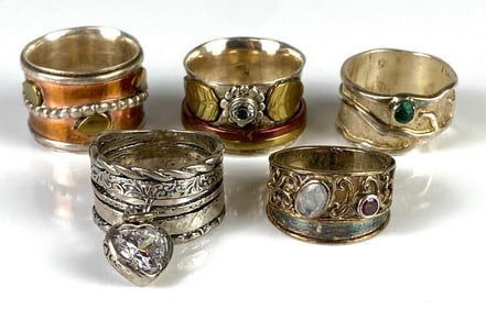 Group of 5 Sterling Silver Rings