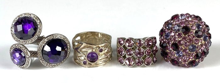 Group of Purple CZ Costume Jewelry Rings