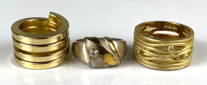 Group of 3 Gold-Toned Costume Jewelry Rings