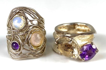 Group of 2 Multi-Stone Costume Jewelry Rings