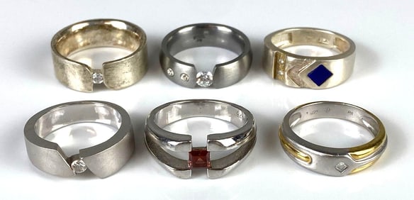 Group of 6 CZ Costume Jewelry Rings
