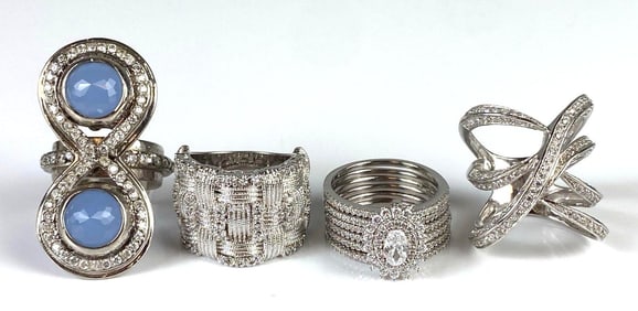 Group of 4 CZ Costume Jewelry Rings