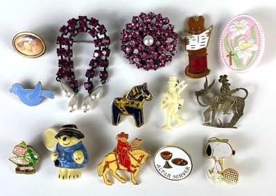 Group of Costume Jewelry Pins