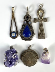 Group of Sterling Silver and Costume Jewelry Necklace Pendants