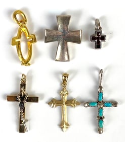 Group of 6 Costume Jewelry across Necklace Pendants