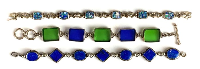 Group of 3 Sterling Silver Colorful Bracelets