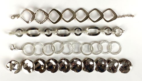 Group of 4 Sterling Silver Link Bracelets