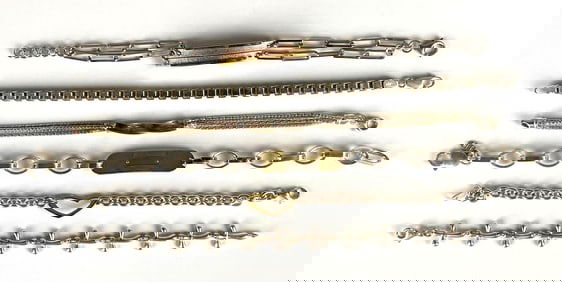 Group of 6 Sterling Silver Link Bracelets