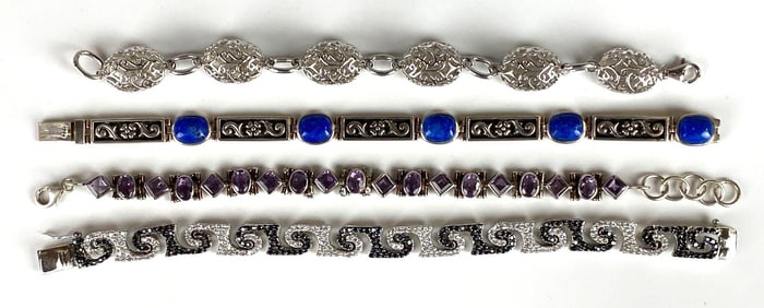 Group of 4 Sterling Silver Bracelets