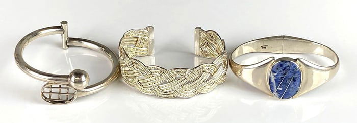 Group of 3 Sterling Silver Cuff Bracelets