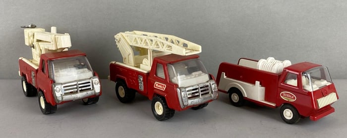 Group of 3 Pressed Steel Fire Engines