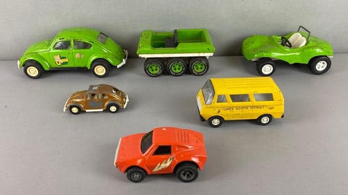 Group of 5 Tonka Pressed Steel Vehicles and More