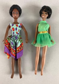 Group of 2 1970s Topper Dawn Black Dolls