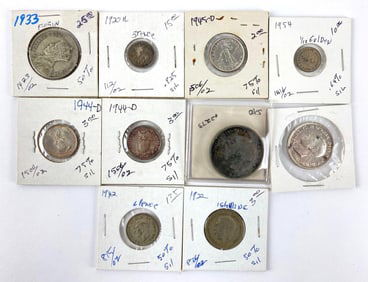 Group of 10 Foreign Coins