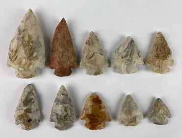 Group of 10 Stone Arrowheads