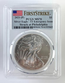 2021 P US Mint Silver American Eagle .999 Fine Silver T1 Emergency Issue PCGS MS70