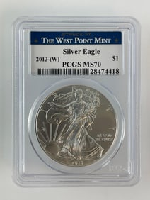 2013 W US Mint American Eagle .999 Fine Silver PCGS MS70