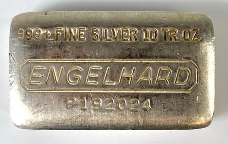 Engelhard 10oz Troy. 999 Fine Silver Ingot/Bar