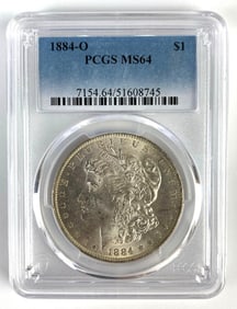 PCGS Graded 1884-O US $1 Morgan Silver Dollar MS64