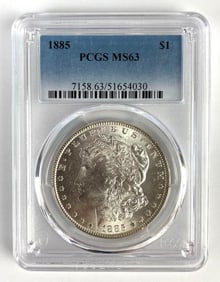 PCGS Graded 1885 US $1 Morgan Silver Dollar MS63