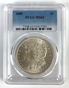PCGS Graded 1889 US $1 Morgan Silver Dollar MS63