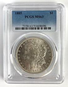 PCGS Graded 1885 US $1 Morgan Silver Dollar MS63