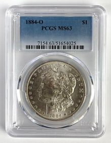 PCGS Graded 1884-O US $1 Morgan Silver Dollar MS63