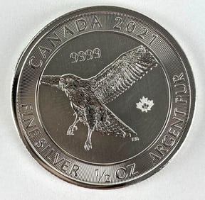 2021 Canada $2 Red-Tail Hawk 1/2 oz .999 Silver Coin