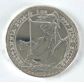 2014 Great Britain 2 Pound Britannia 1 oz .999 Fine Silver Coin