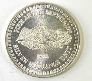 RARE Vintage 1975 Silver Exchange Unit 1 oz .999 Fine Silver "Firm as the Mountains"