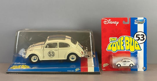 Group of 2 Disney Johnny Lightning Herbie The Love Bug Cars