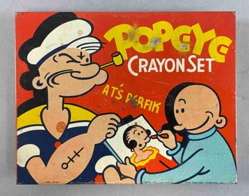 1933 Popeye Crayon Set Tin Box