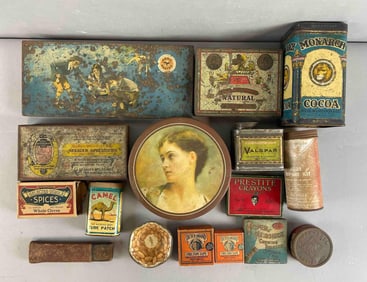 Group of Vintage Advertising Tins and Boxes