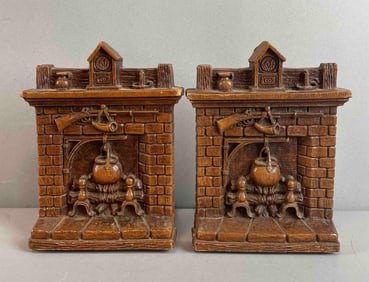 Pair of Vintage Fireplace Mantle Bookends