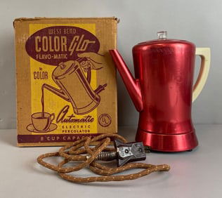 Vintage West Bend Color Glo Flavo-Magic Automatic Electric Percolator