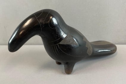 Mexican Folk Art Black Pottery Bird