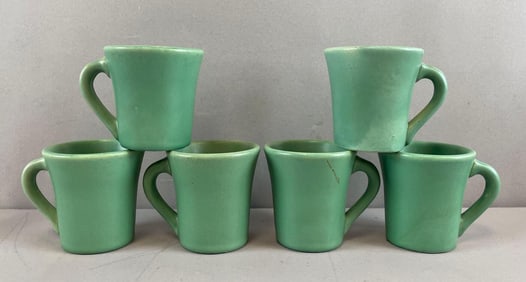 Set of 6 Vintage Catalina Green Pottery Mugs
