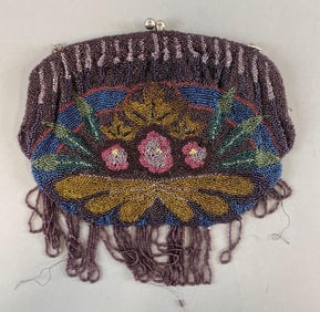 Antique Beaded Purple Clutch Purse