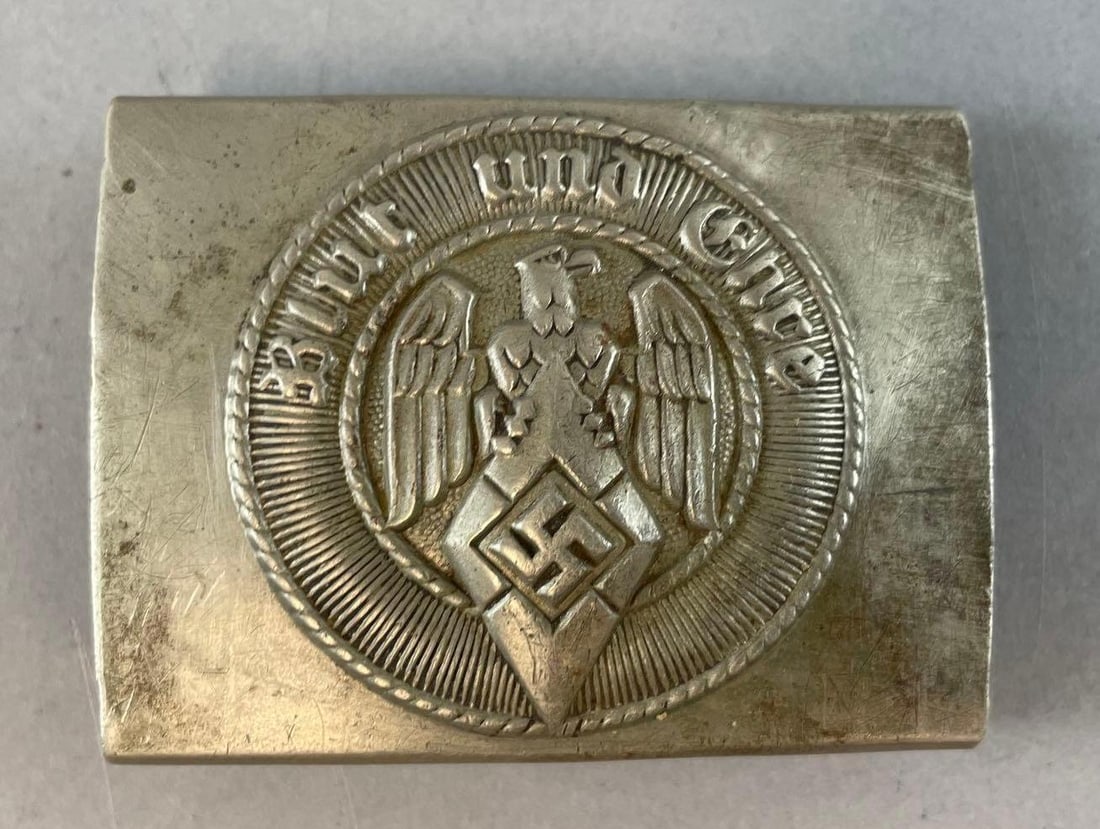 WW2 German Hitler Youth Belt Buckle: Measures 1 3/4 x 2 1/2 inches