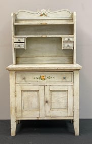 Hand Painted Floral Wood Hutch