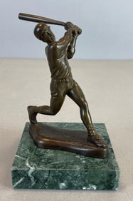 No. 6 Baseball Batter Brass Figurine on Marble