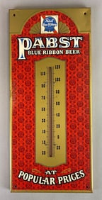 Pabst Blue Ribbon Embossed Metal Advertising Thermometer