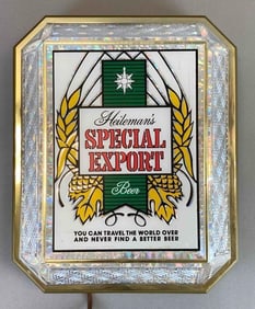 1983 Heilemans Special Export Beer Cut Crystal Light Up Backbar Advertising Sign