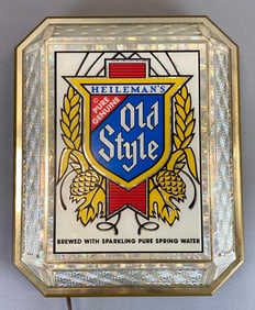 1983 Heilemans Old Style Cut Crystal Light Up Backbar Advertising Sign