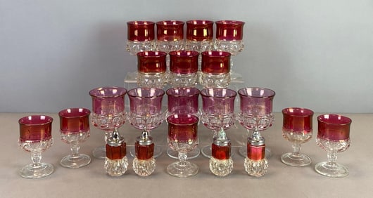Group of Pressed Glass Wine Glasses and More