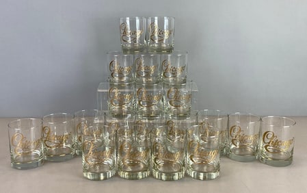 Group of Chicago Embossed Gold Foil Old Fashioned Glasses