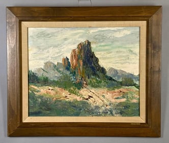 1967 Evelyn Acker Squaw Peak Oil Painting on Board